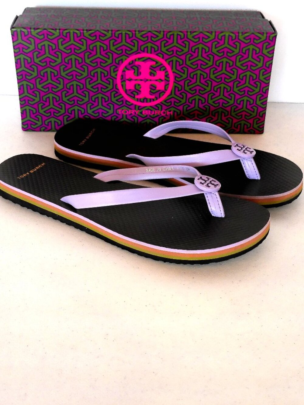 Tory Burch Mini Minnie Flip Flops Size 8 Lilac Frost